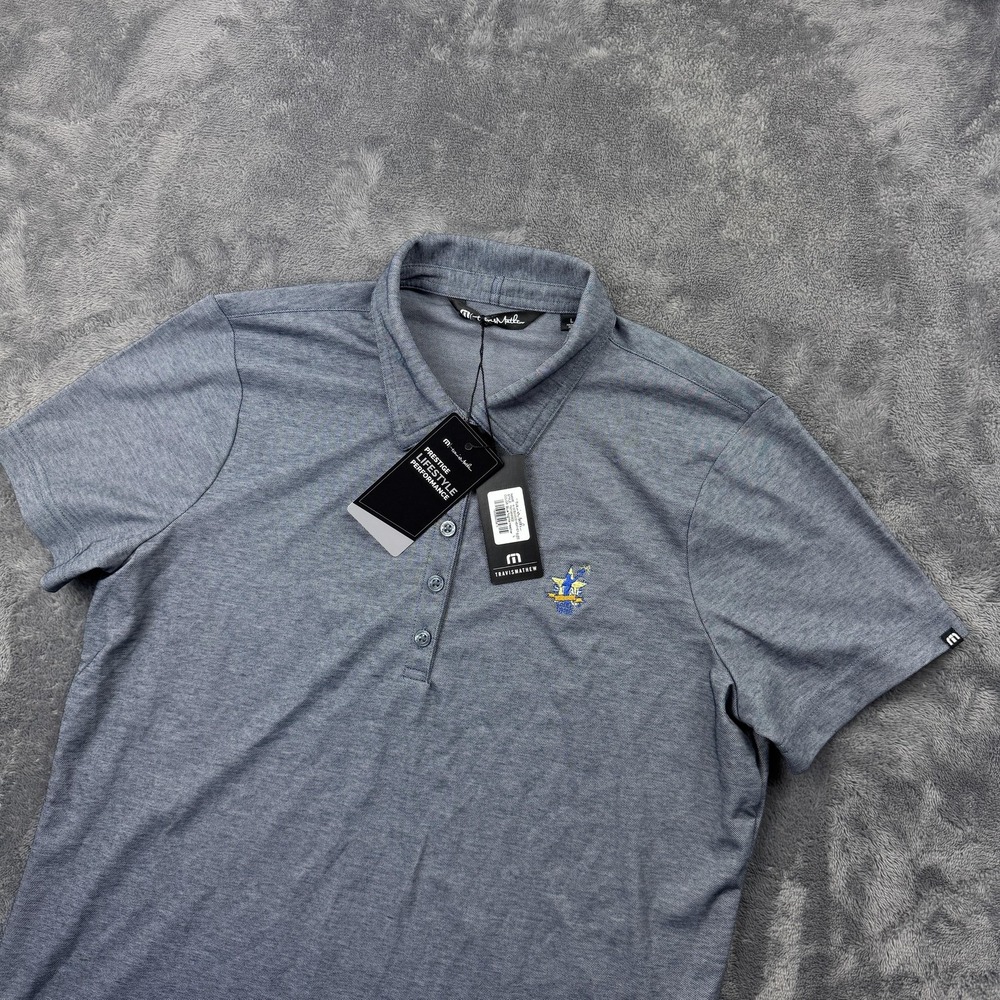 Travis Mathew Polo Shirt Womens Large Blue Nights Heather Oceanside Active Golf